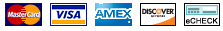 We accept Visa, Mastercard, American Express, Discover, and Paypal
